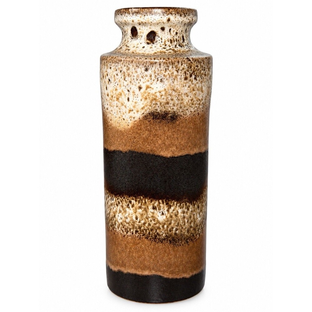 Vintage Scheurich 208-26 West Germany Ceramic Vase Fat Lava Era Brown Beige MCM